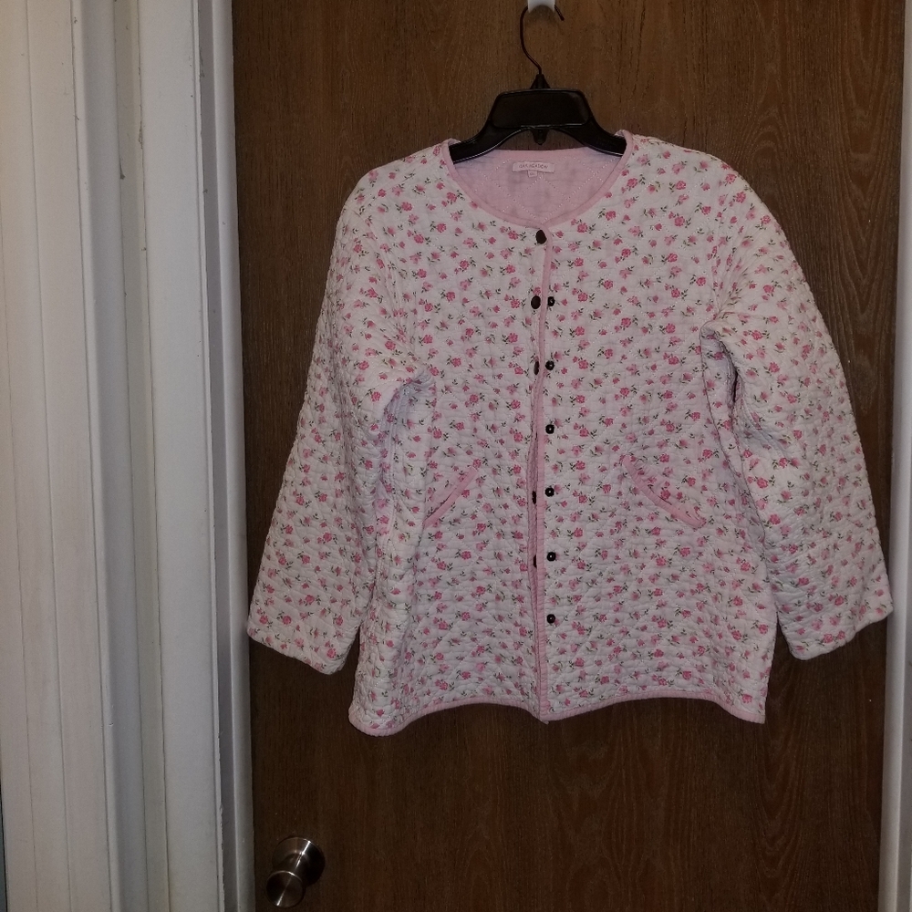 Pink Floral Quilted Snap Up Jacket